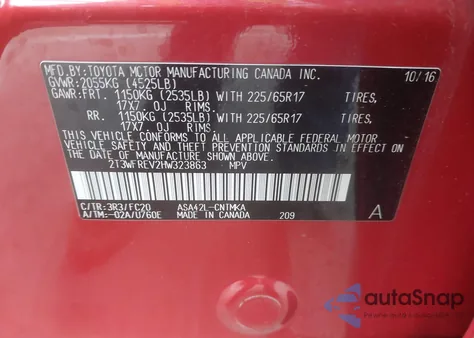 2017 Toyota Rav4 Xle from USA, damaged, VIN 2T3WFREV2HW323863